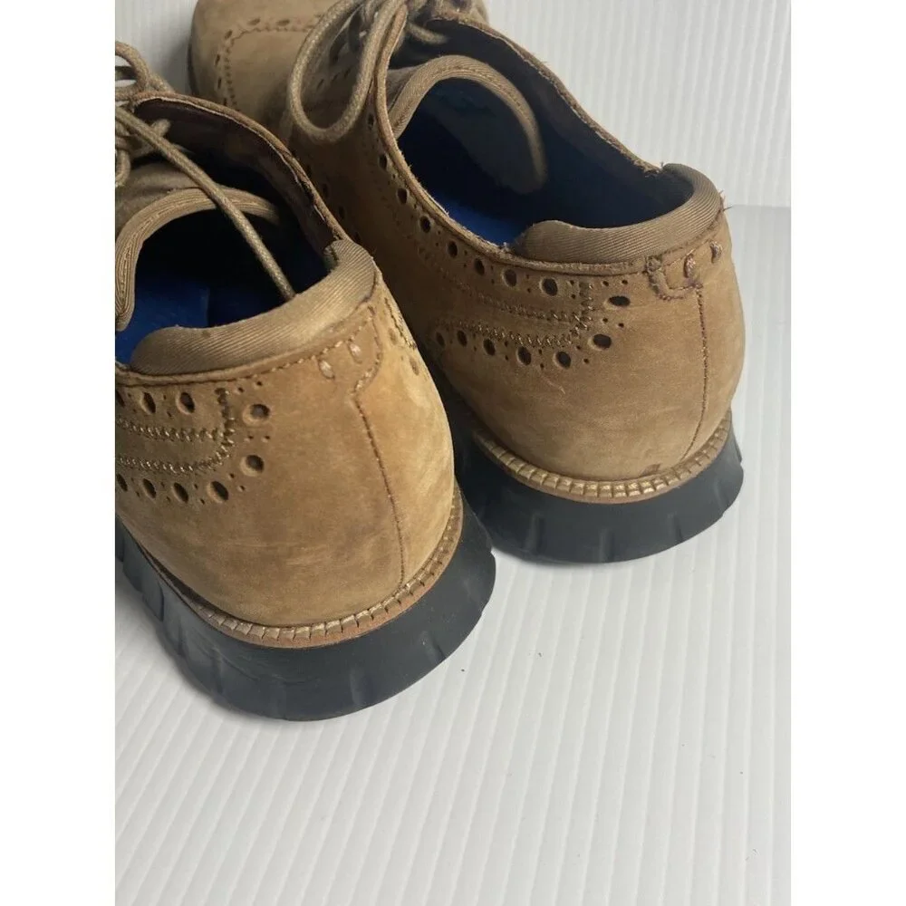 MARK NASON Short Wing Tip Brown Leather Mens 12 Dress Shoes Suede Tan Rockabilly